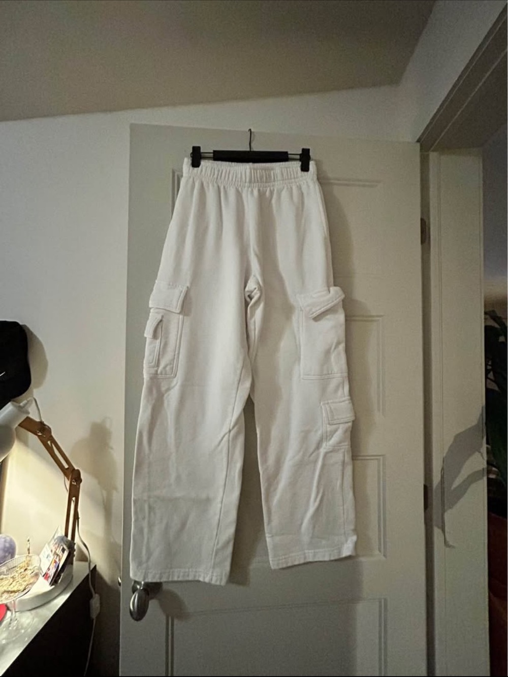 Garage White Cargo Joggers with Utility Pockets